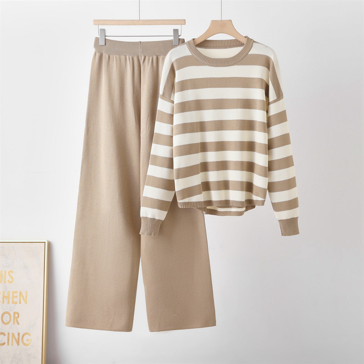Ensemble Deux Pièces Rayé — Top & Pantalon Loose Femme