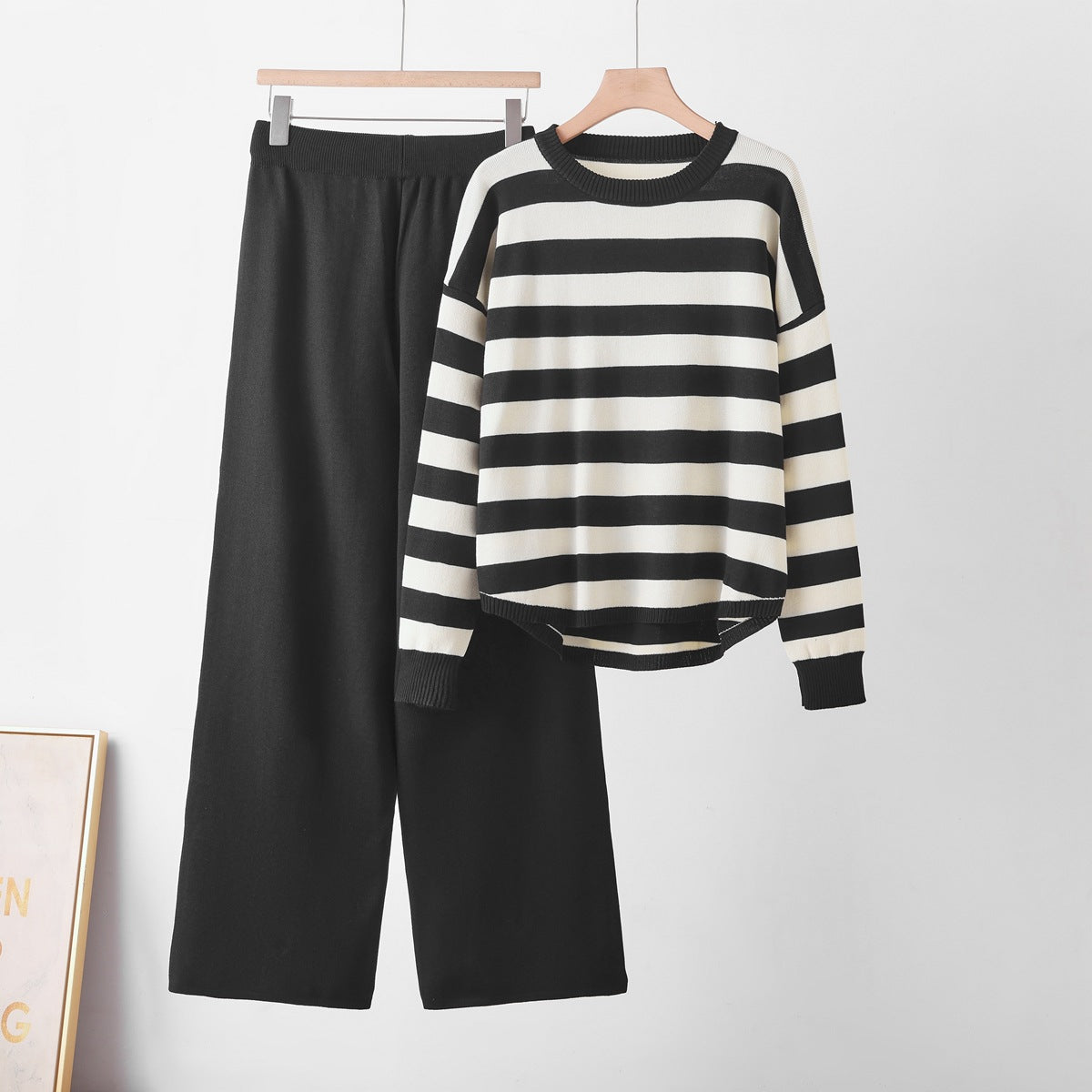 Ensemble Deux Pièces Rayé — Top & Pantalon Loose Femme