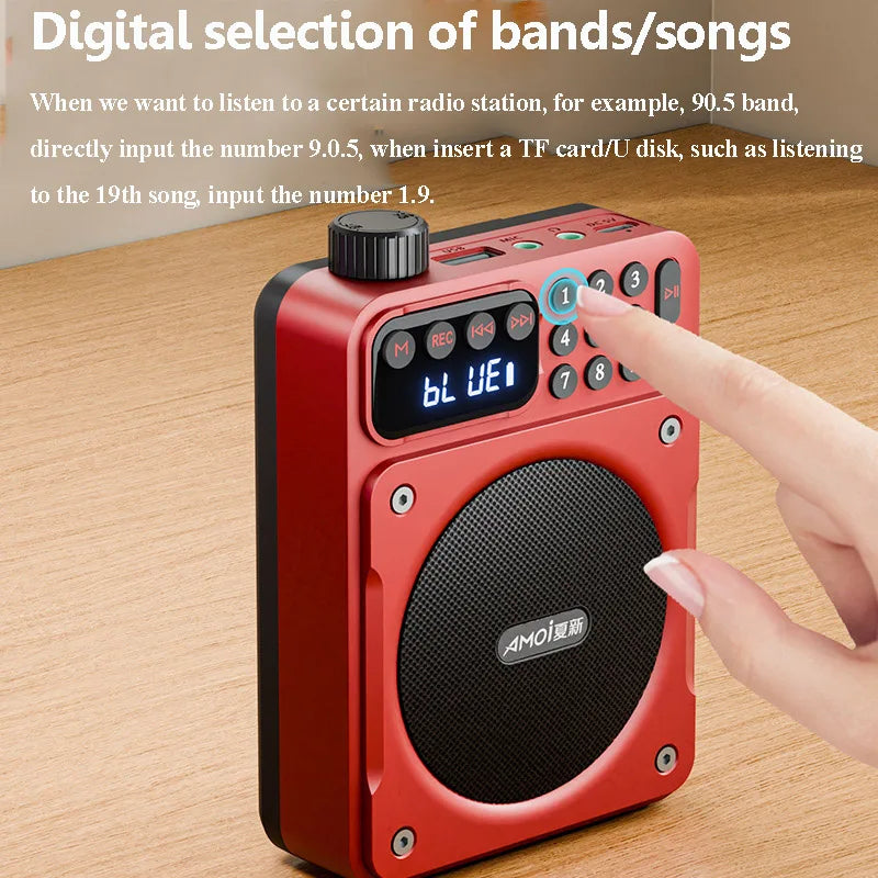 Dual Magnetic Speakers Digital FM Radio Red-1