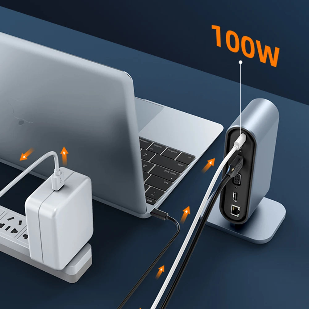 USB C Docking Station PD 100W USB C HUB Type C to HDMI-Compatible
