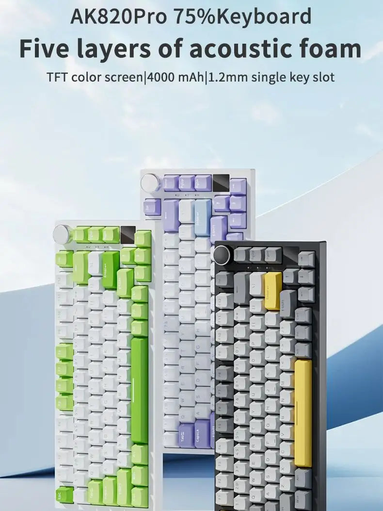 AJAZZ AK820/AK820Pro Mechanical Keyboard TFT Screen Multifunctional