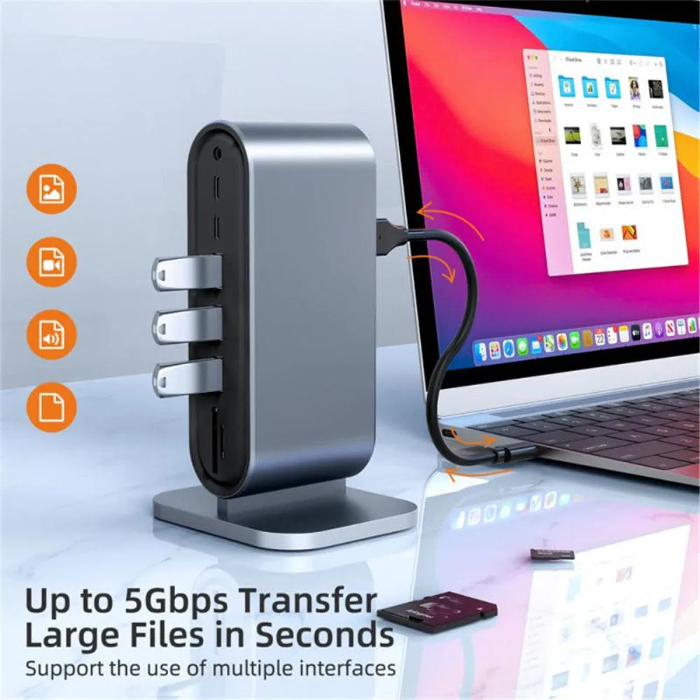 USB C Docking Station PD 100W USB C HUB Type C to HDMI-Compatible