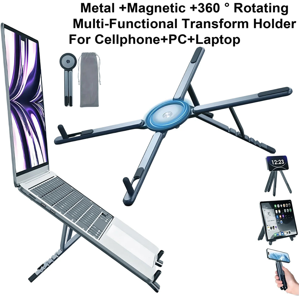 Portable Magnetic Phone Holder & Selfie Stick 3-in-1 Foldable Tripod