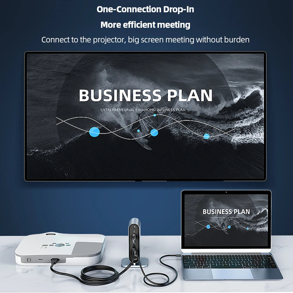 USB C Docking Station PD 100W USB C HUB Type C to HDMI-Compatible