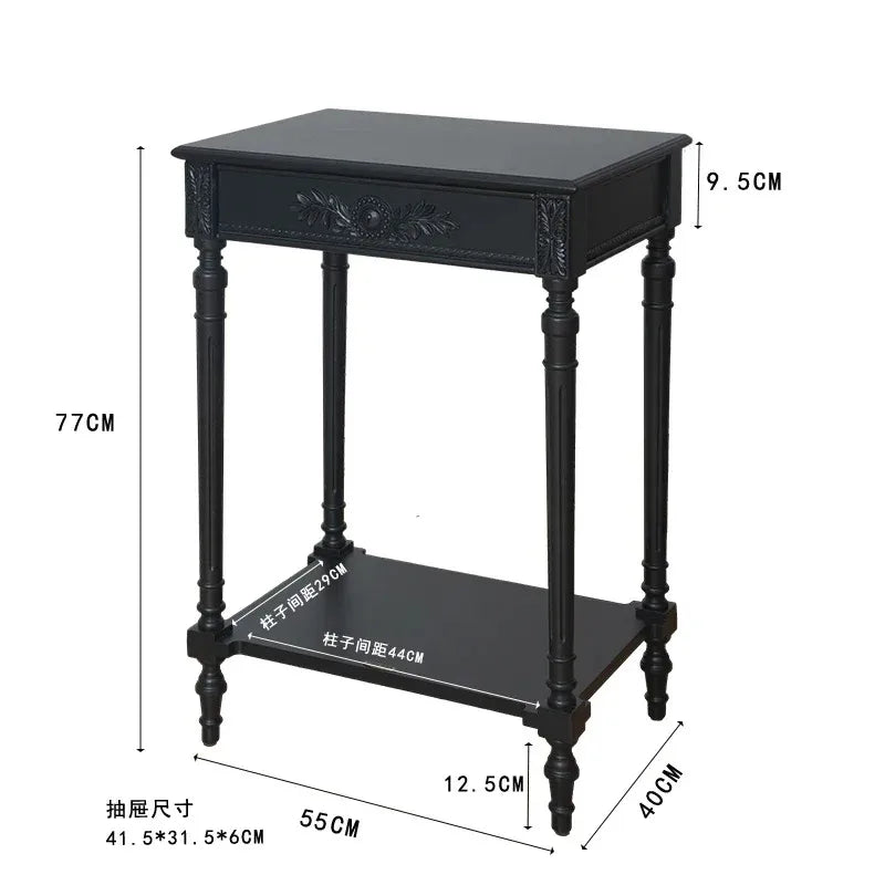 Console d'appoint style vintage français – Décor floral en relief