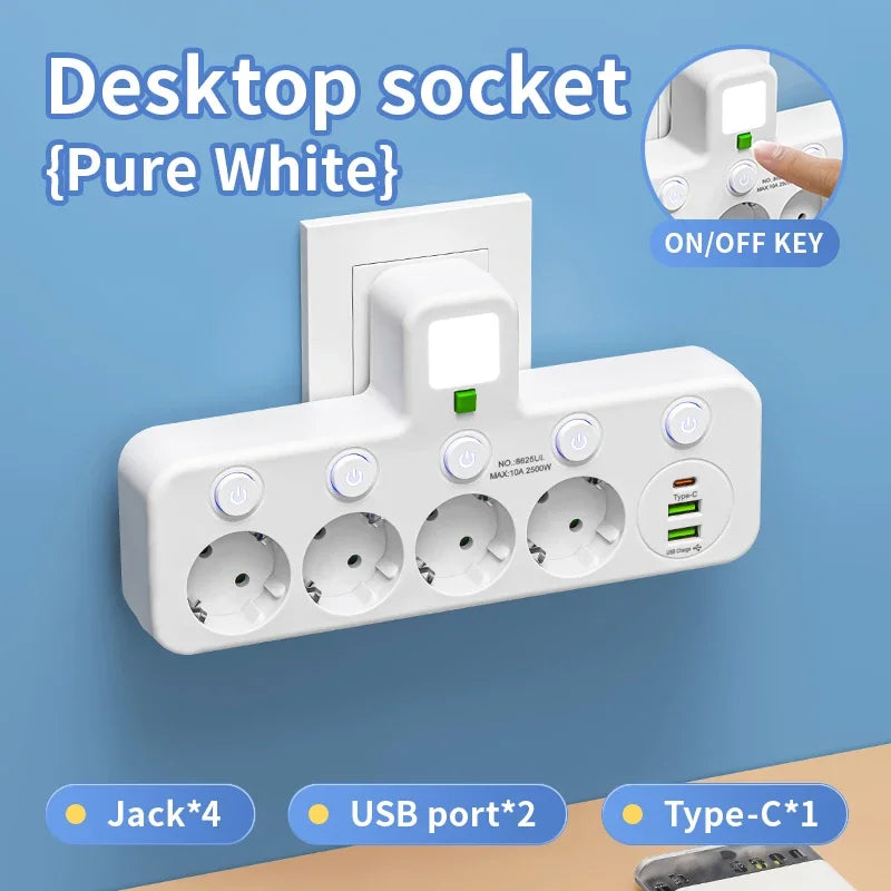Multiprise EU 4 prises avec USB et USB-C – Câble en option