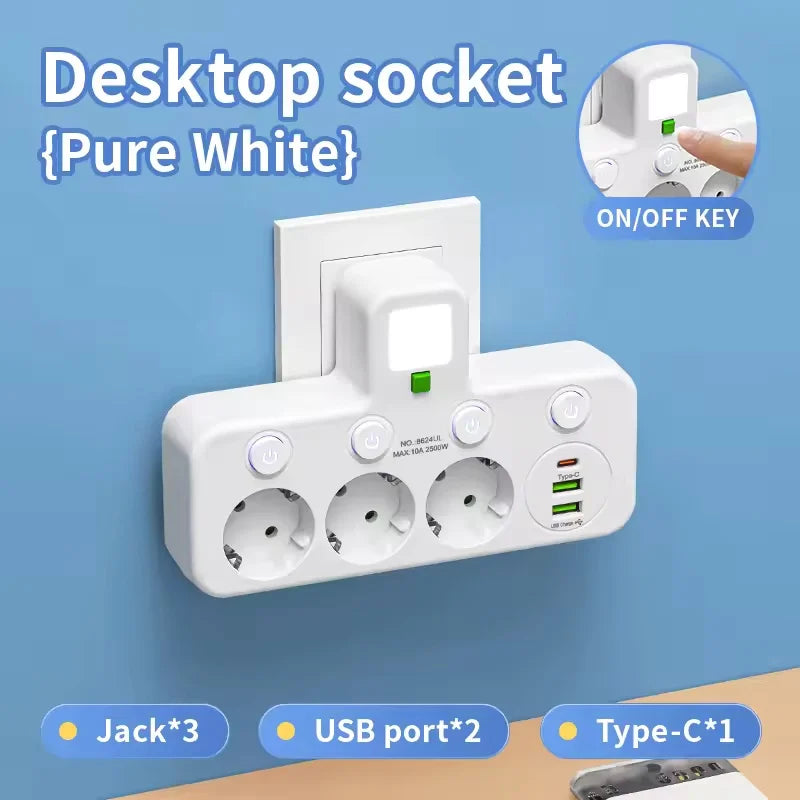 Multiprise EU 4 prises avec USB et USB-C – Câble en option