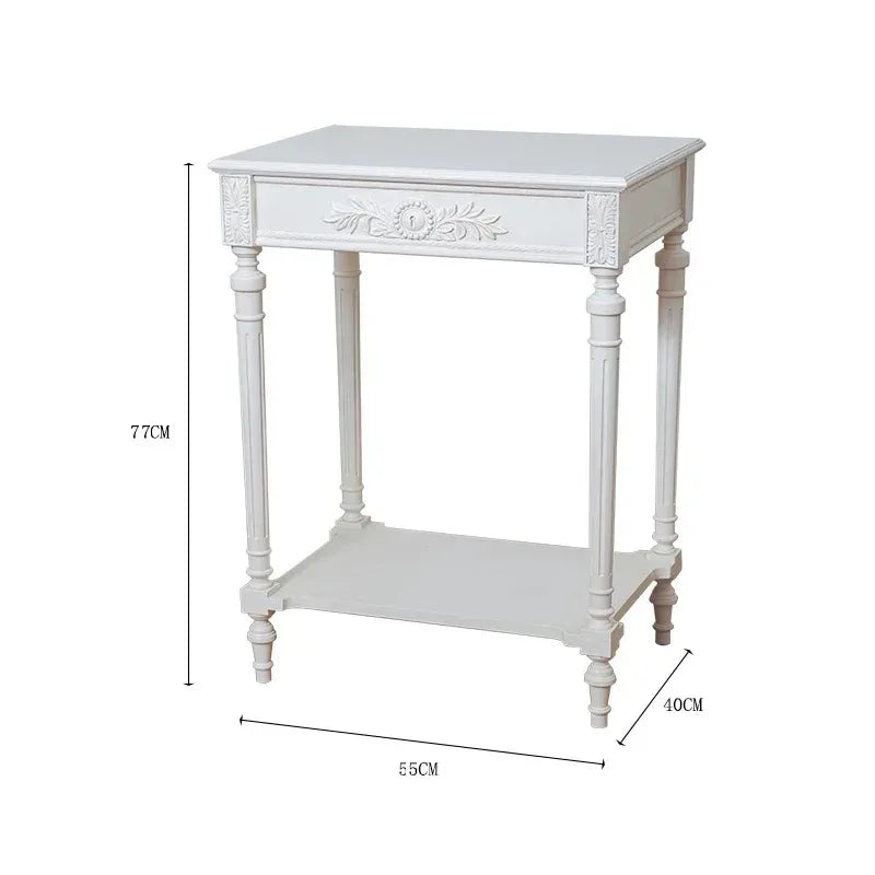 Console d'appoint style vintage français – Décor floral en relief