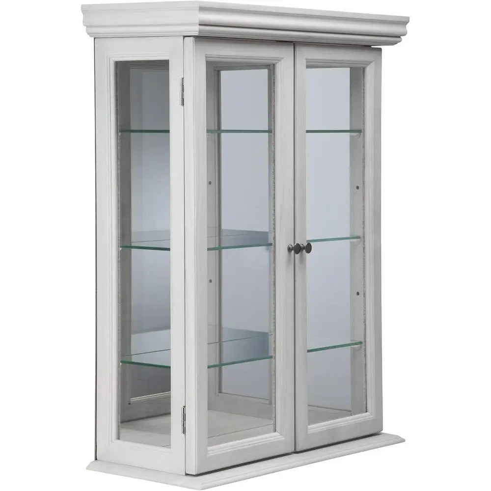 20 Wide 7 Deep 26 High Lily White Wall Curio Cabinet for Display and Storage