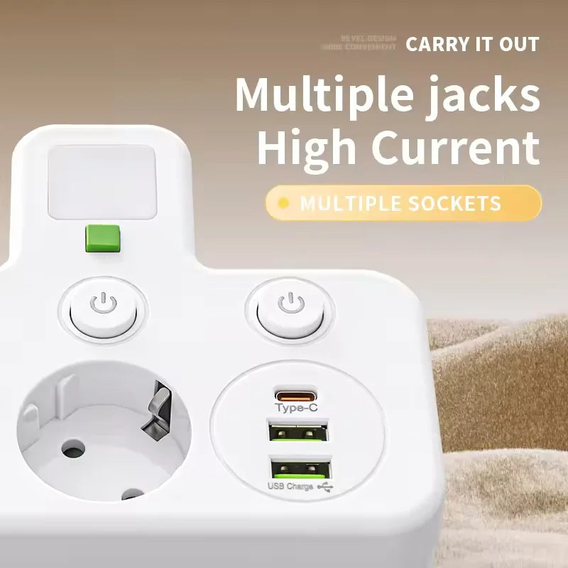 Multiprise EU 4 prises avec USB et USB-C – Câble en option