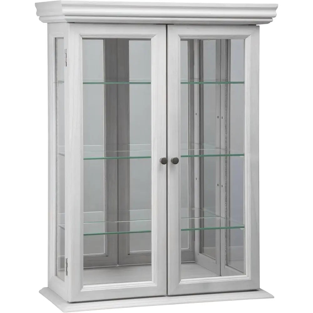 20 Wide 7 Deep 26 High Lily White Wall Curio Cabinet for Display and Storage